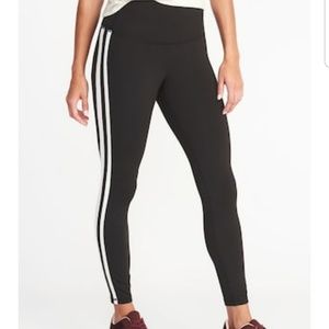 Old Navy high rise black leggings racing stripes